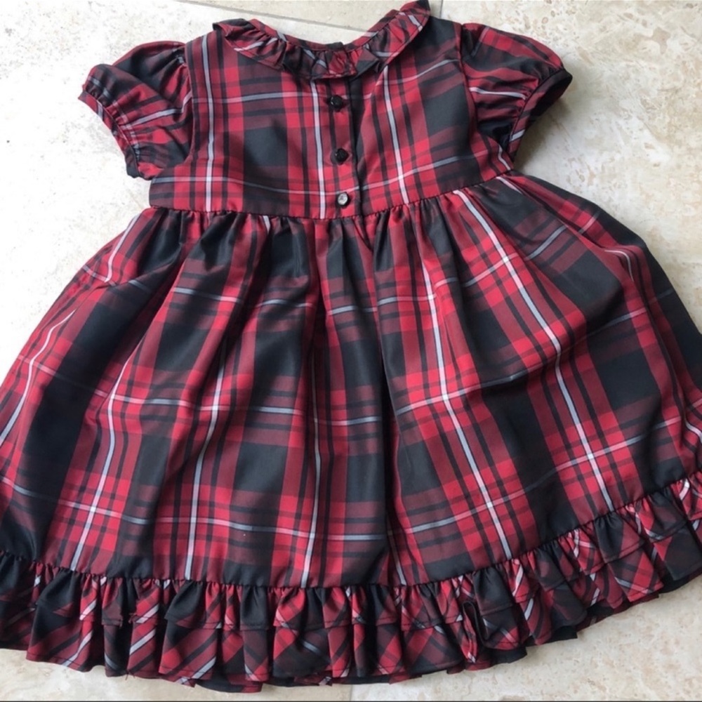 *RELISTED* Ralph Lauren Red & Black Plaid Dress & Bloomers Girl’s Size 12 Months - Picture 6 of 9